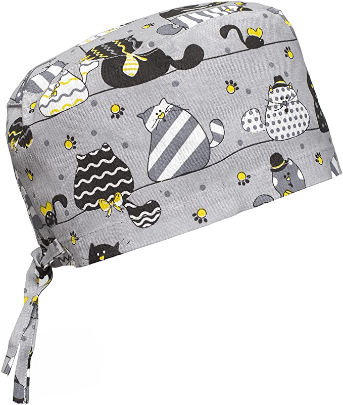 Women's and Men's Scrub Cap Scrub Hat One Size Multiple Color Badger Dog (Cute Cats)…