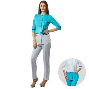 ALICE White/Fresh Blue - Top and Pants Set 3/4 Sleeve