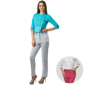 ALICE White/Coral - Top and Pants Set 3/4 Sleeve