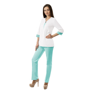 VERA Classic Mint/White - Top and Pants Set